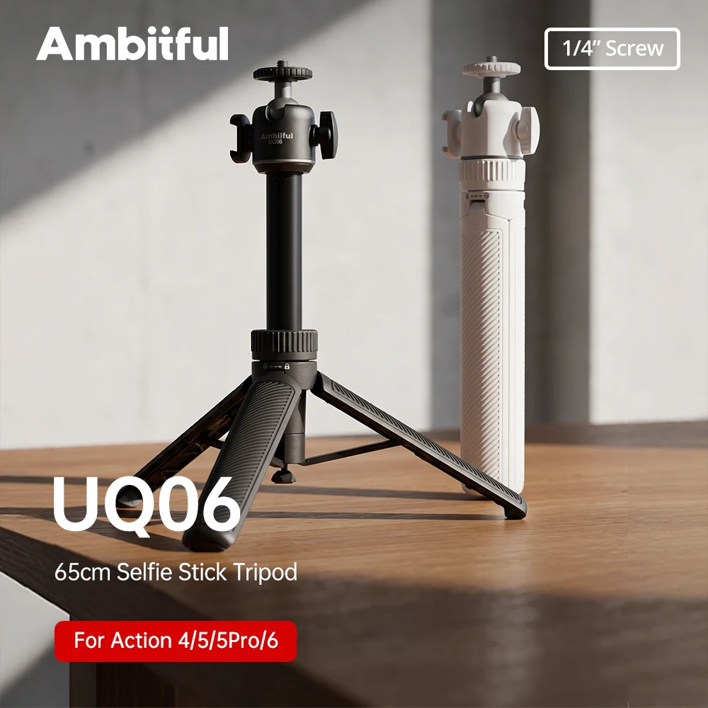 Ambitful UQ06 Selfie Stick Quick-Release Tripod For DJI Pocket 4P/4/3 Action 6/5 Pro/4 YingShi Ace Pro 2 Phone Mini Mounts