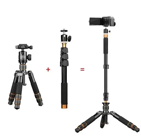 QingZhuangshidai Q166A table mini tripod +Q148 selfie stick monopod with free phone holder for camcorder