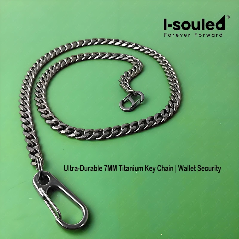 I-souled 7MM Titanium Wallet Chain with Fast Hook - Ultra-Durable Anti-Lost Keychain for Men, Rust-Proof Lightweight Key Holder