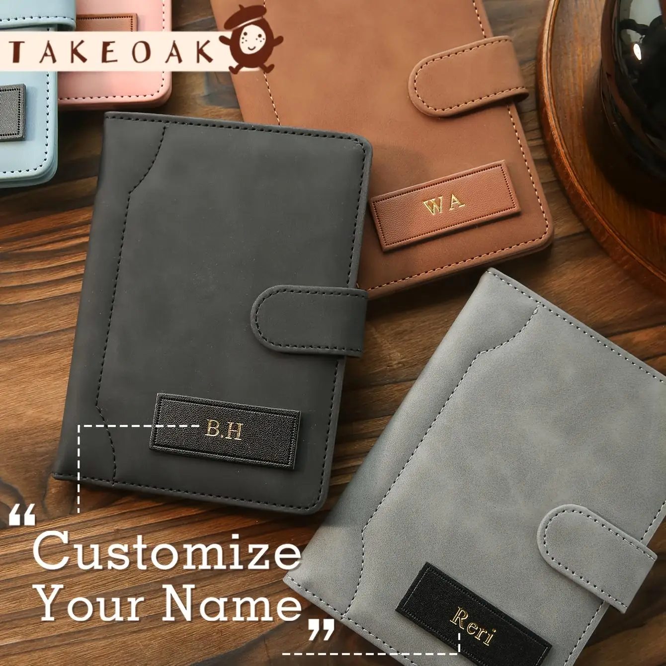 Personalized Name Passport Holder Custom Suede Matte Texture Faux Leather Passport Bag  Handmade Travel Accessories Custom Gift