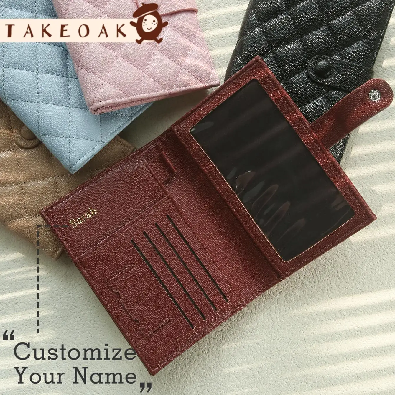 Personalized Name Passport Clip Customized Gold Embossed Travel Wallet Fashion Leather Passport Clip Wallet with Card Slot Gifts