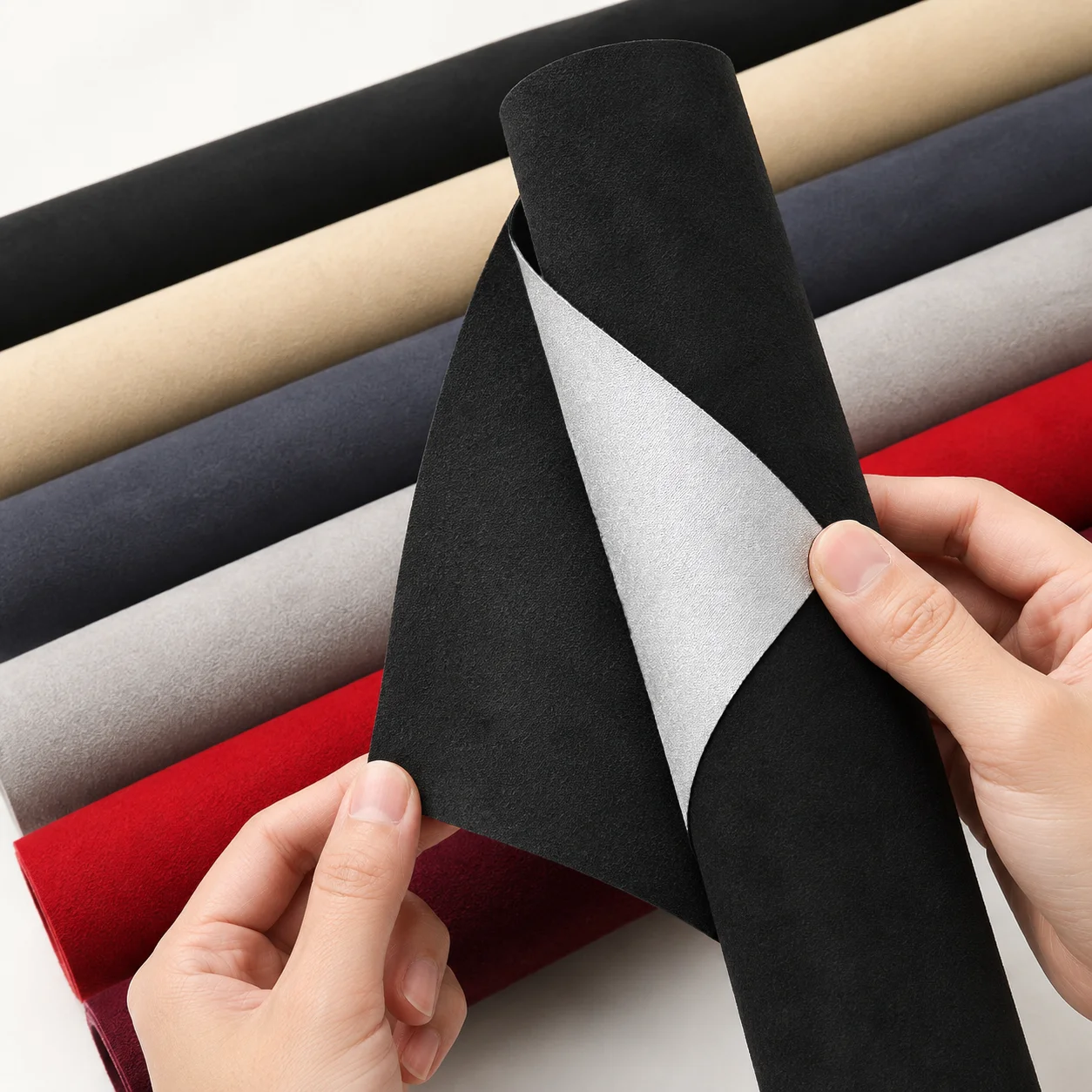 10-200cm Suede Self Adhesive Velvet Leather Elastic Patch Fabric Tape DIY Car Interior Dashboard Renovation Sticker Full Grain