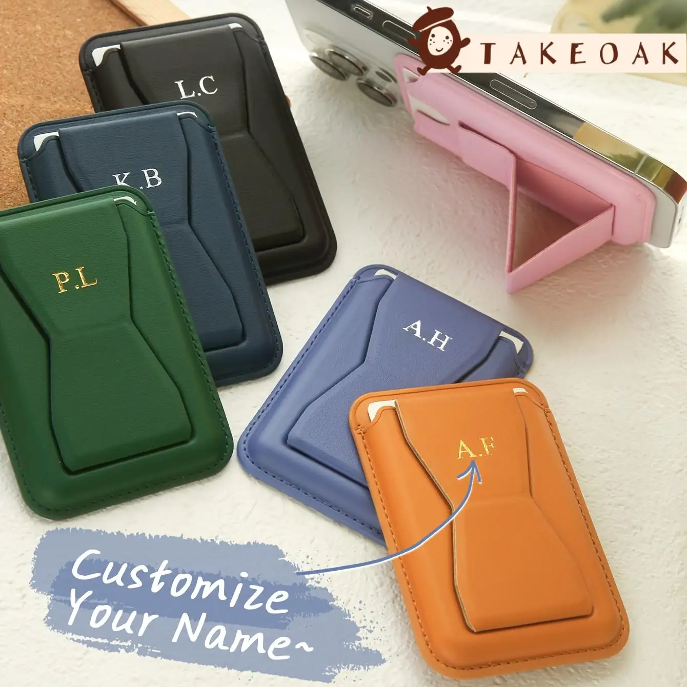 Customized Name Anti-theft Leather Card Holder for Magsafe Phone Safety Accessories Wallet Case for Apple 17 16 15 14 13 Pro Max