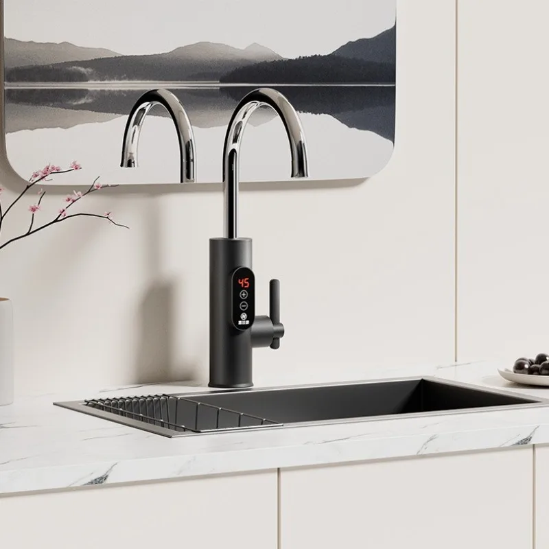 Household Electric Heating Faucet Kitchen Digital Display Quick Heated Bathroom Sink Faucet Deck Mounted Bathroom Accessories