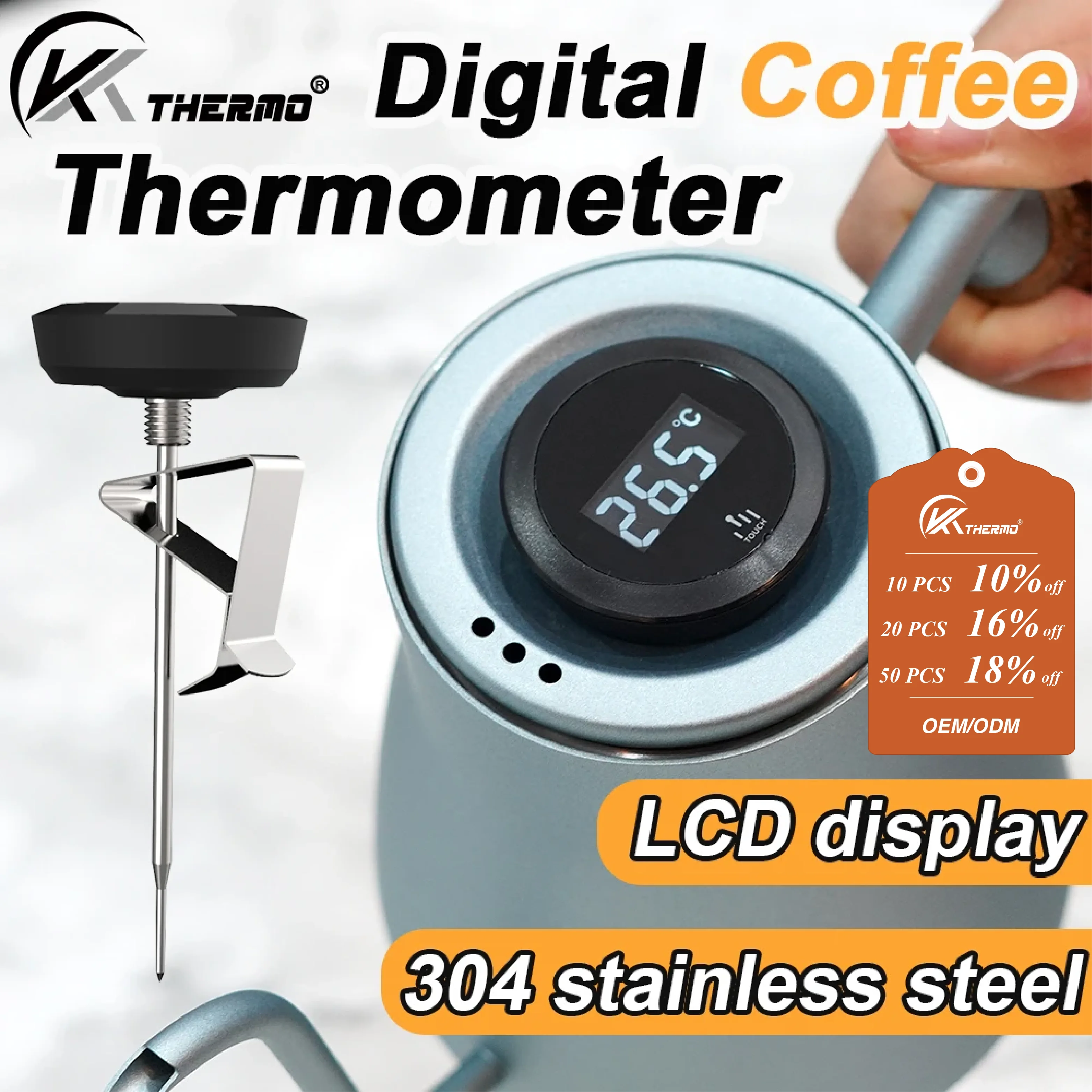 Milk Frothing Thermometer for Coffee – Stainless Steel Barista Tool with Clip, 0–220°F/ -10–110°C, Ideal for Latte Art