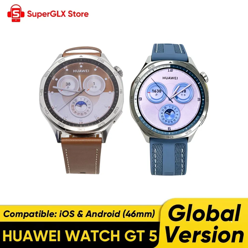 Global Version HUAWEI WATCH GT 5 Smartwatch AMOLED Screen 41mm/46mm Buit-in Map Replay Message Compatible with iOS and Android
