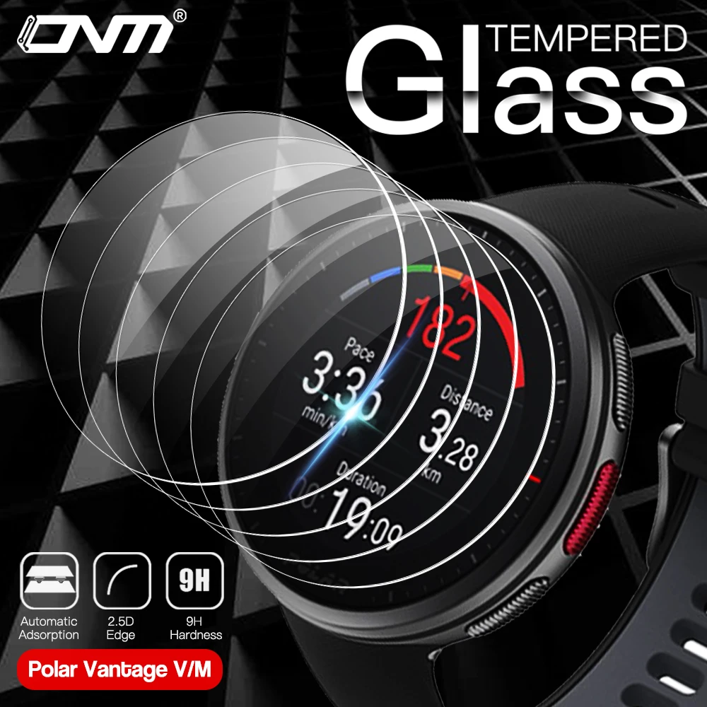 5Pcs 9H Premium Tempered Glass For POLAR Vantage V Smart Watch Screen Protector Film Accessories For POLAR Vantage M