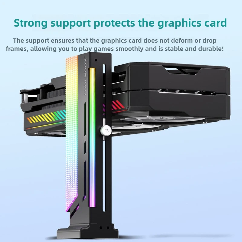 COOLMOON GH2 Vertical GPU Holder Bracket with ARGB Rainbow Lighting, Adjustable Graphics Card Stand Support for PC DIY Case