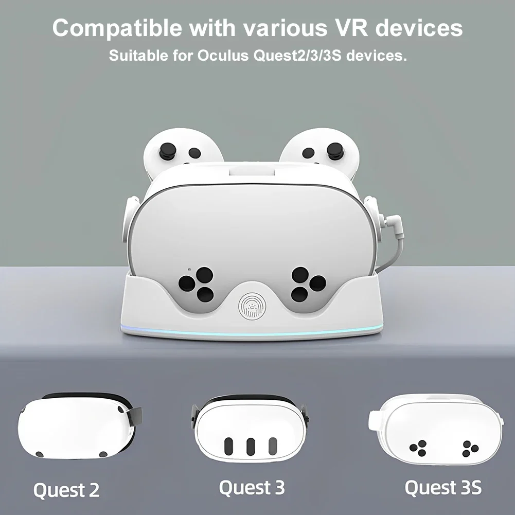Charging Dock for Meta Quest 3S VR Headest Fast Charging Station with RGB Light Charging Stand for Meta Quest 3S/Quest 3/Quest 2