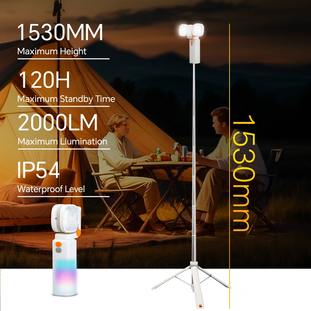 Trustfire 10000mAh Camping Lights Telescopic Lantern With Tripod 6500K Floodlight RGB Atmosphere Light Fill Light Flashlight