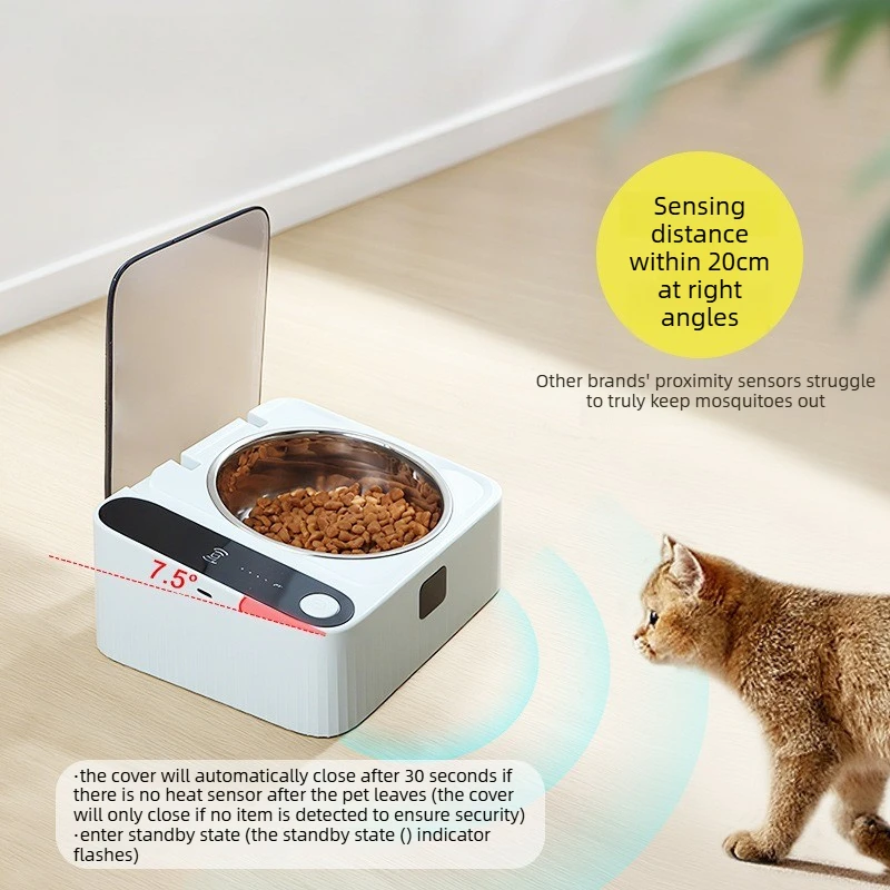 Dog Bowl Puppy Accessories Dog Accessories Smart Cat Bowl Automatic Lid Opening Sensor Stainless Steel Pet Supplies