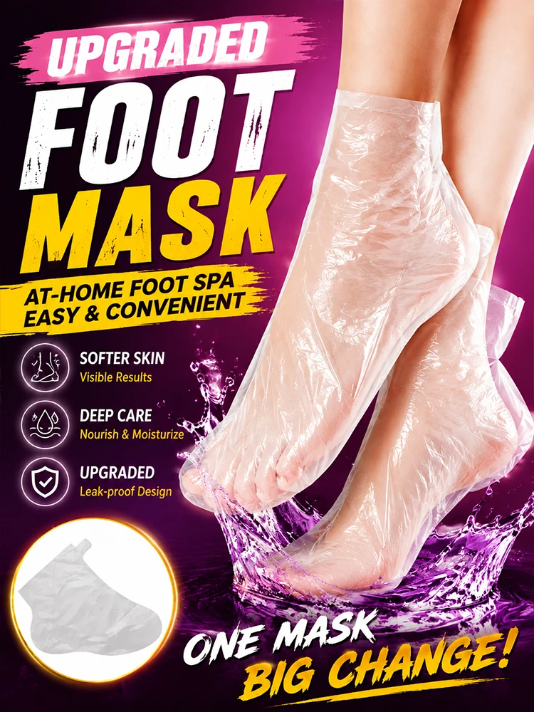 100 Pcs Disposable Foot Mask Socks Transparent Waterproof Foot Covers for Beauty Care Home Spa Use