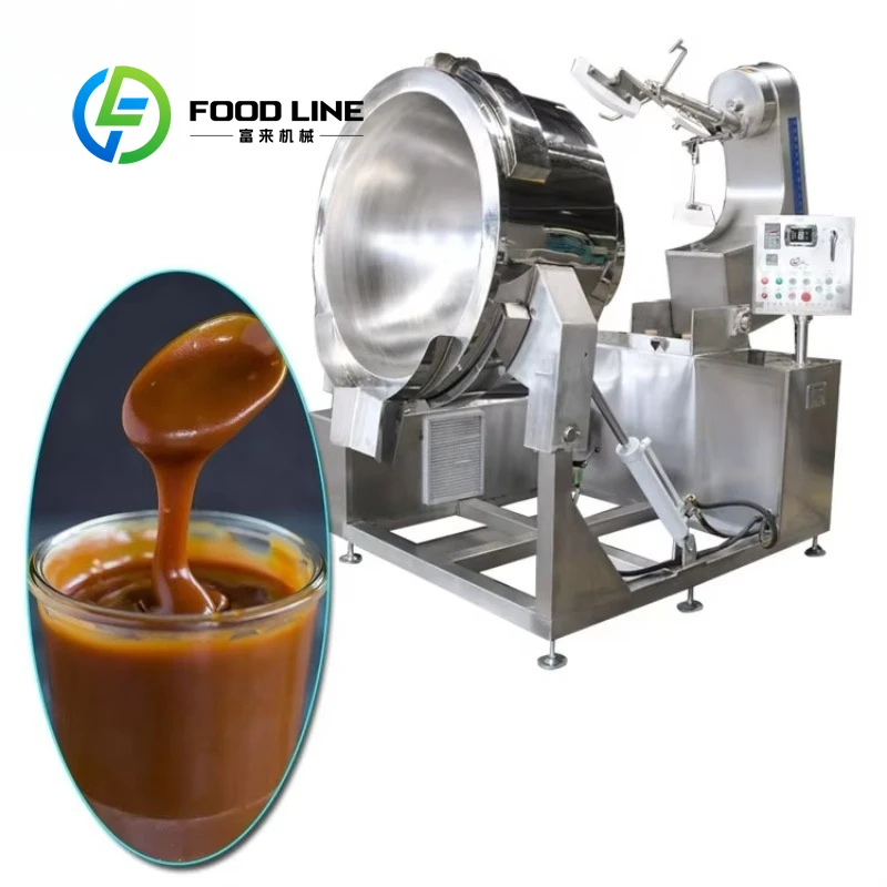 Automatic Tilting Jacketed Kettle with Agitator Gas Heated Commercial Cooking Mixer for Food Processing Customized