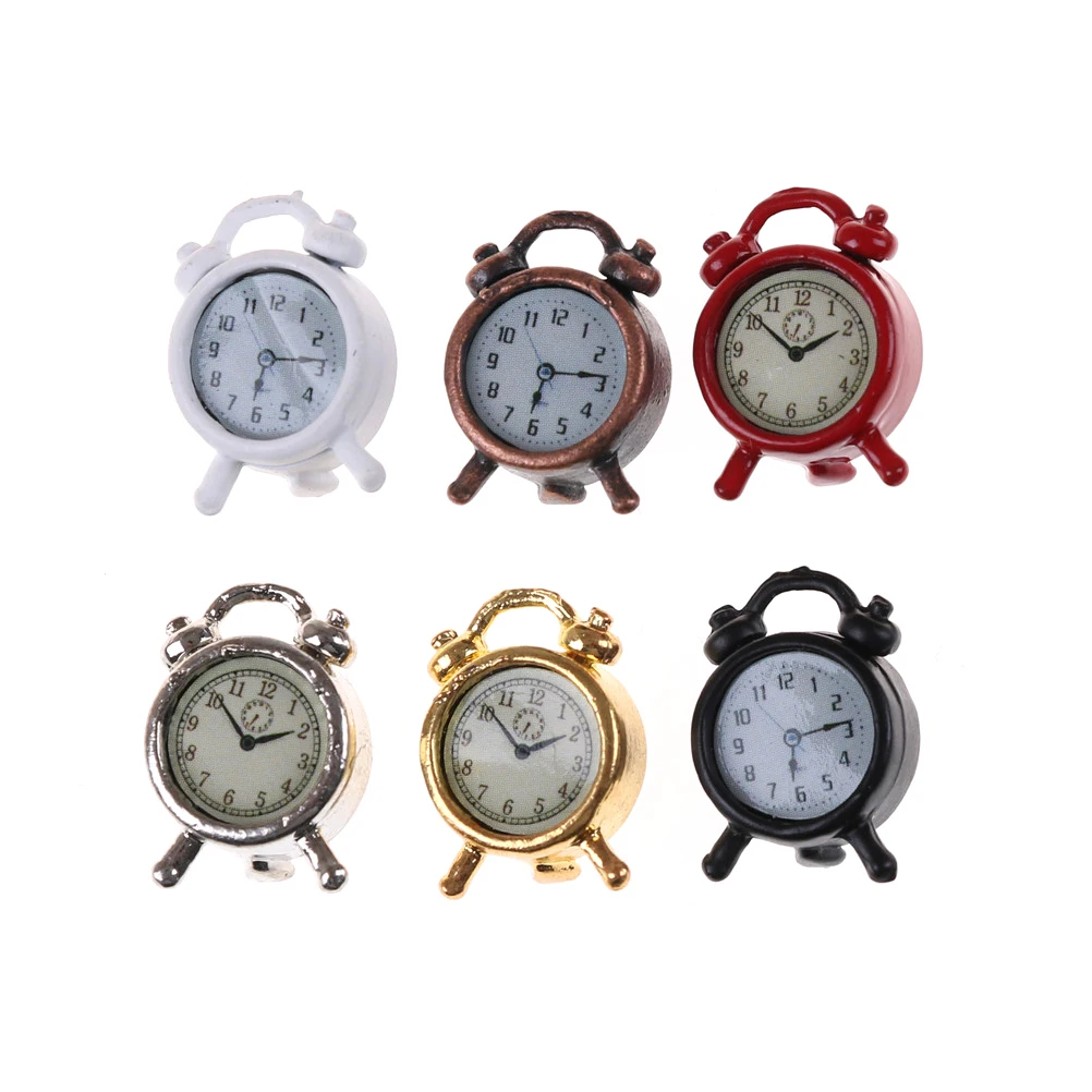 1pcs 1:12 Scale Alarm Clock Mini Home Decoration Dollhouse Miniature Toy Doll Kitchen Living Room Accessories 1.5 x 0.5 x 1 cm