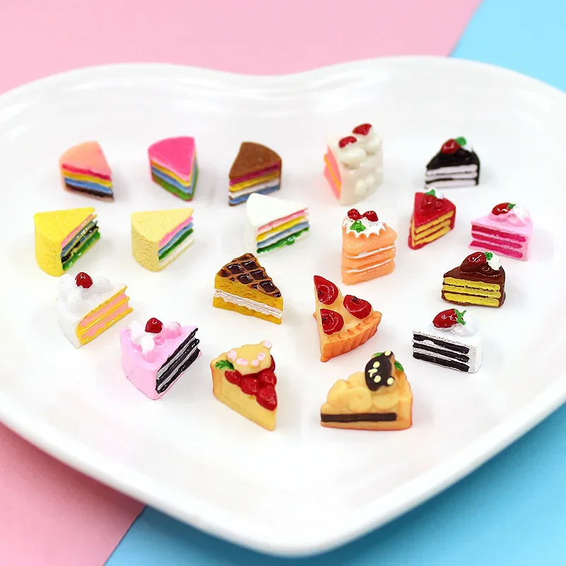 5pcs Mini Cake Cheese Cupcake Pink Dessert Food Model Kitchen Scene Resin DIY Doll Accessories Home Decor Decoration