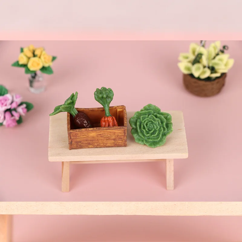 1set Dollhouse Mini Vegetable Organizer Basket Model Kitchen Miniature Food Play Diy Doll Accessories Decoration Home Decor