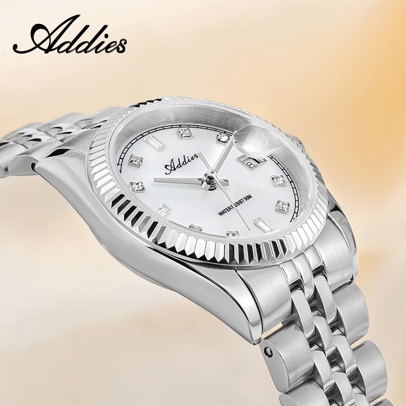 ADDIES 28mm Woman Watches Swiss 585 Quartz 316L Stainless Steel Wristwatch Business 50m Waterproof Sport Watch for Woman Gift