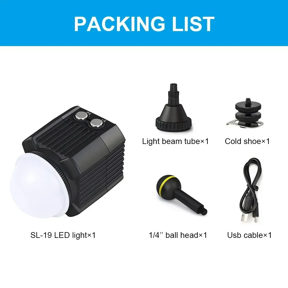 Waterproof 60M Mini Camera LED Light for Gopro Canon SLR Digital Cameras Diving Fill Lamp Photography Lights 7.4V/1100mAh