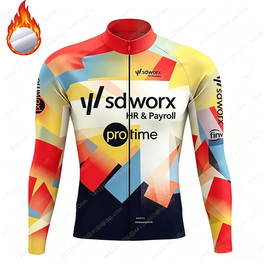 SD Worx 2026 Team-Thermal Fleece Cycling Jacket for Men Long Sleeve Coat MTB Bike Jersey Warm Outwear  Winter cycling set
