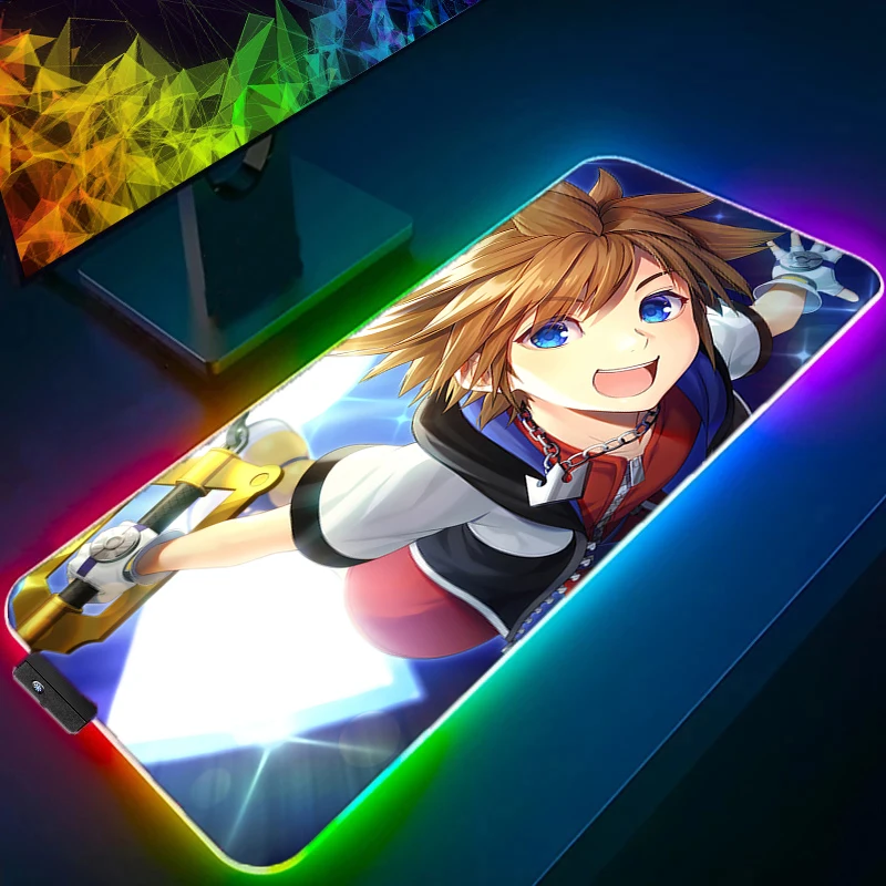 RGB LED Gaming Mouse Pad Desk Mat Gamer Professional K-kingdom H-hearts Premium Mousepad Speed Control Accessories Keyboard Pad