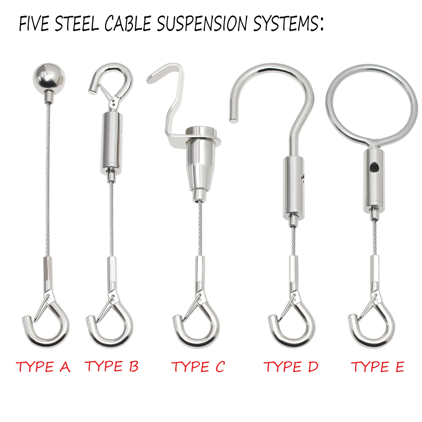 Adjustable frame suspension cable system, utilizing 1.5mm stainless steel wire rope for exhibitions and home decoration