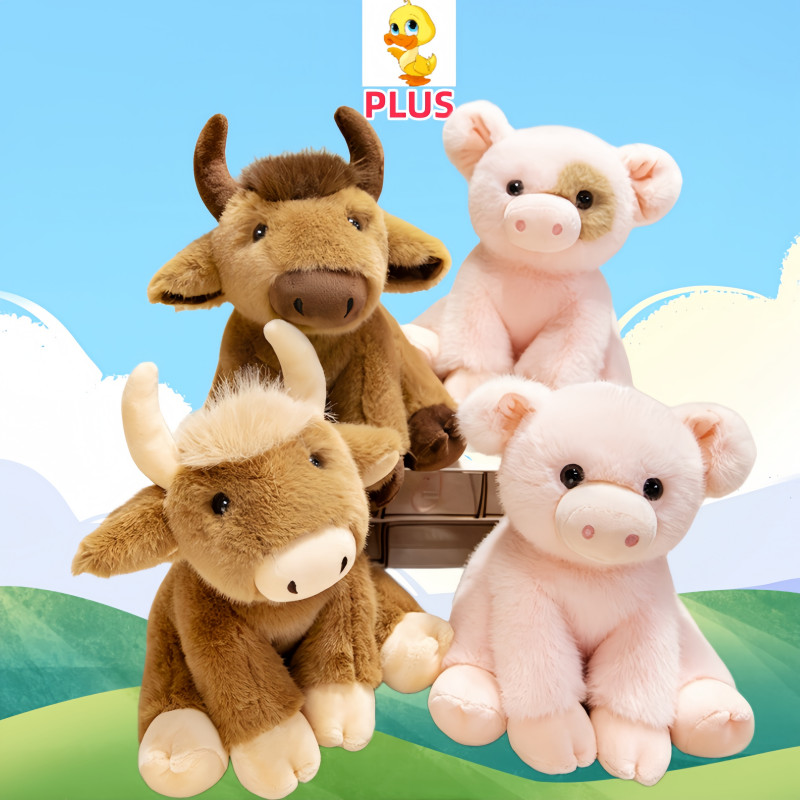Mais ✨ Em Estoque 22cm Bonito Gado Escocês E Porcos Boneca De Pelúcia Diversão Suínos Vaca Plushie Brinquedo Presente Da