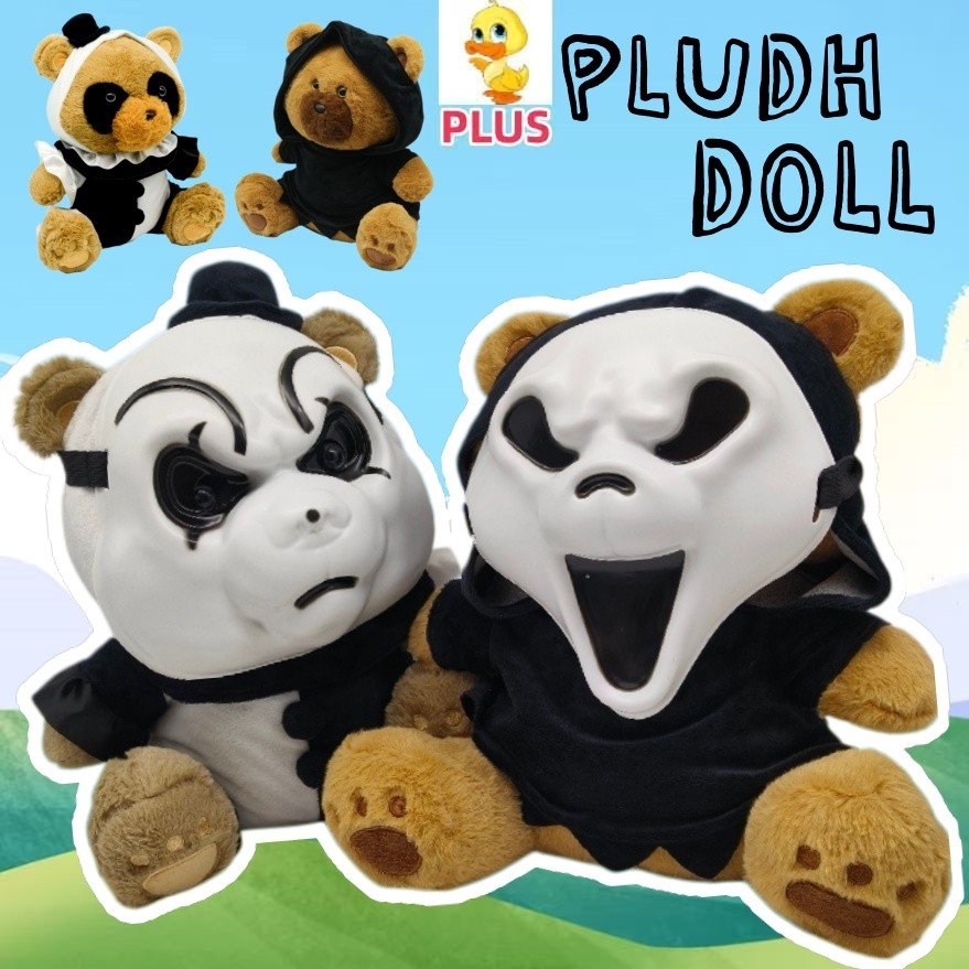 Mais ✨ Em Estoque Halloween Urso De Pano Branco Brinquedo De Pelúcia Divertido Bonito Mascarado Ursinho Boneca Presente