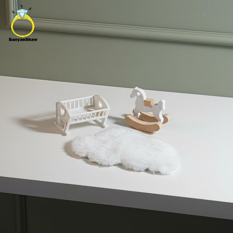 [BANY] 1 Conjunto 1 : 12 Casa De Bonecas Mini Móveis Realista Nuvem Roing Cavalo E Berço Do Bebê Adorável Ornamento De M