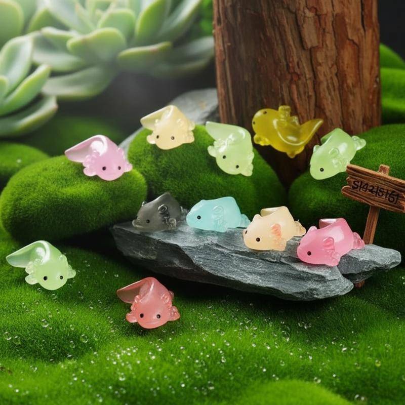 [BANY] 10 Peças Estatuetas De Salamandra Com Brilho Minúsculo Mini Bonecas Coloridas Luminosas Axolotl Para Decoração De