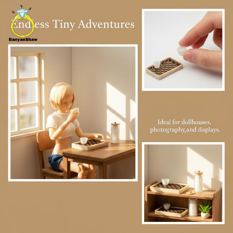 [BANY] Conjunto De Bandeja De Chá Em Miniatura Para Casa De Bonecas , Mini Enfeites Decorativos , Acessórios De Decoraçã