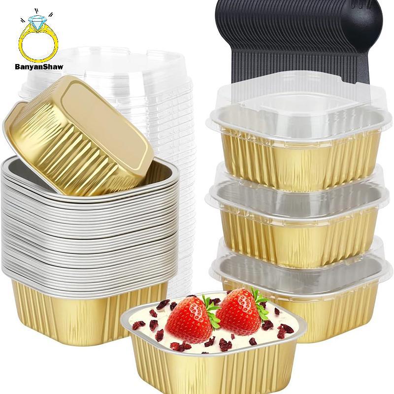 [BANY] Mini Copo De Bolo Folha De Alumínio Embrulhos De Cupcake Copos De Cozimento Caixas De Muffin Não-Sti Pudim Sobrem