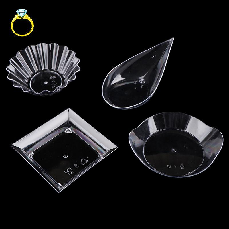 [BANY] 10 Peças Mini Pratos Transparentes De Aperitivo , Copo De Sorvete , Plástico , Frutas , Doces , Bolo , Gelatina ,