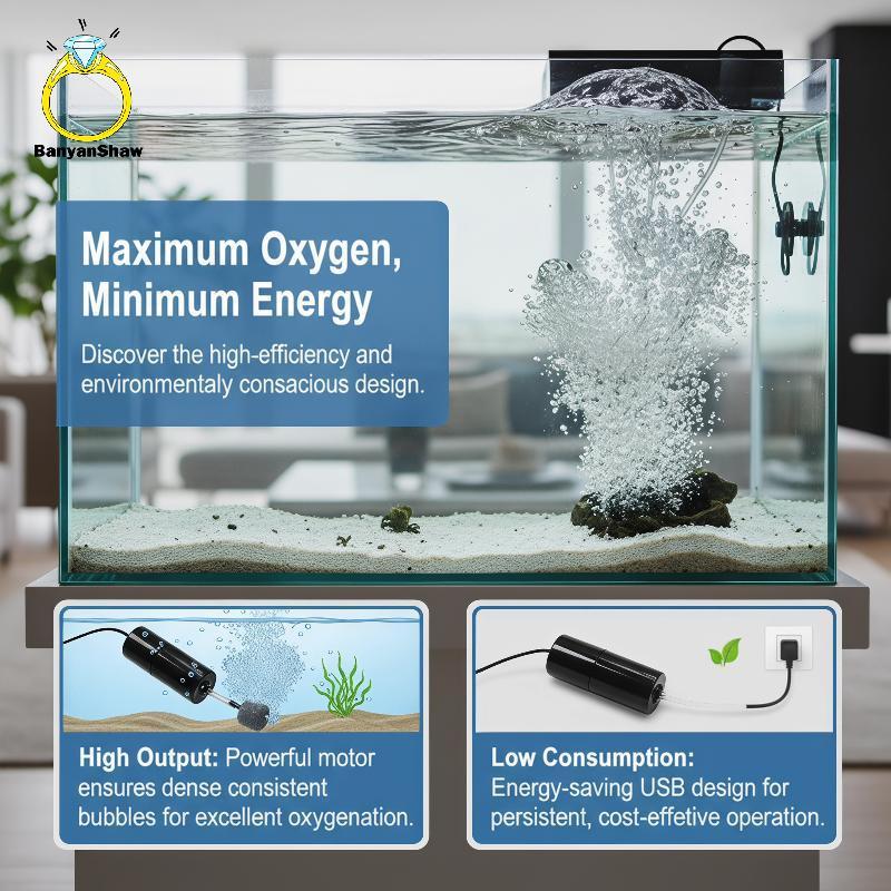[BANY] Mini Bomba De Oxigênio USB Portátil Fácil Instalação 1/2 Unidades Aerador Silencioso Para Criação De Peixes De Aq