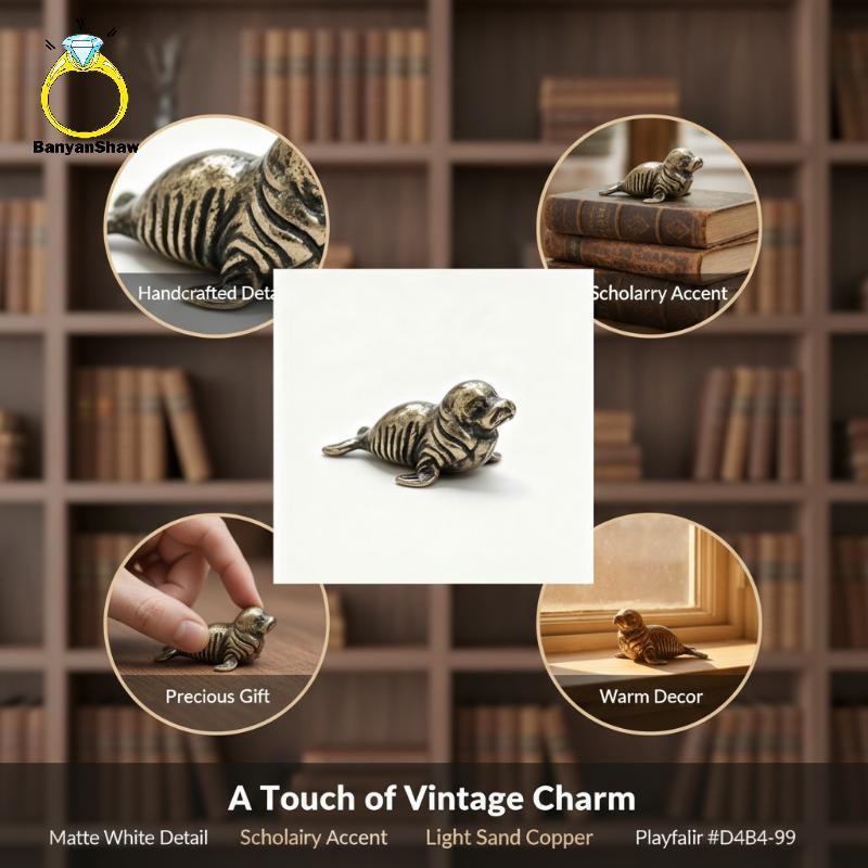 [BANY] Mini Estátua De Selo Vintage , Ornamento Animal Criativo , Artesanato Decorativo Para Casa , Escritório , Mesa ,