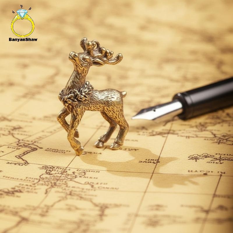 [BANY] Estatueta De Cervo Sika De Latão Sólido Design Fofo Mini Decoração Para Casa , Escritório , Mesa , De Quarto Infa