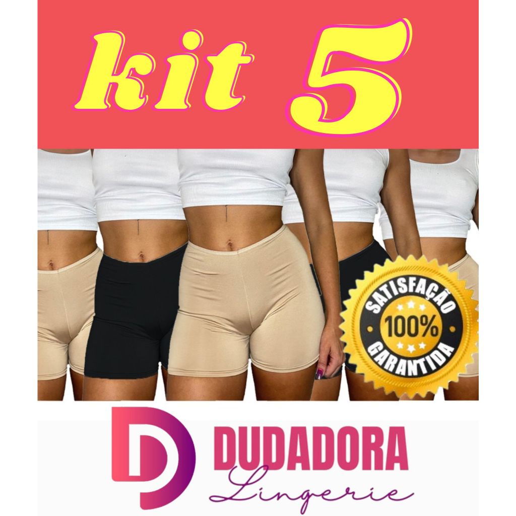 kit 5 Shortinho anágua combinação segunda pele Short para usar por baixo Esconde Tudo Anágua