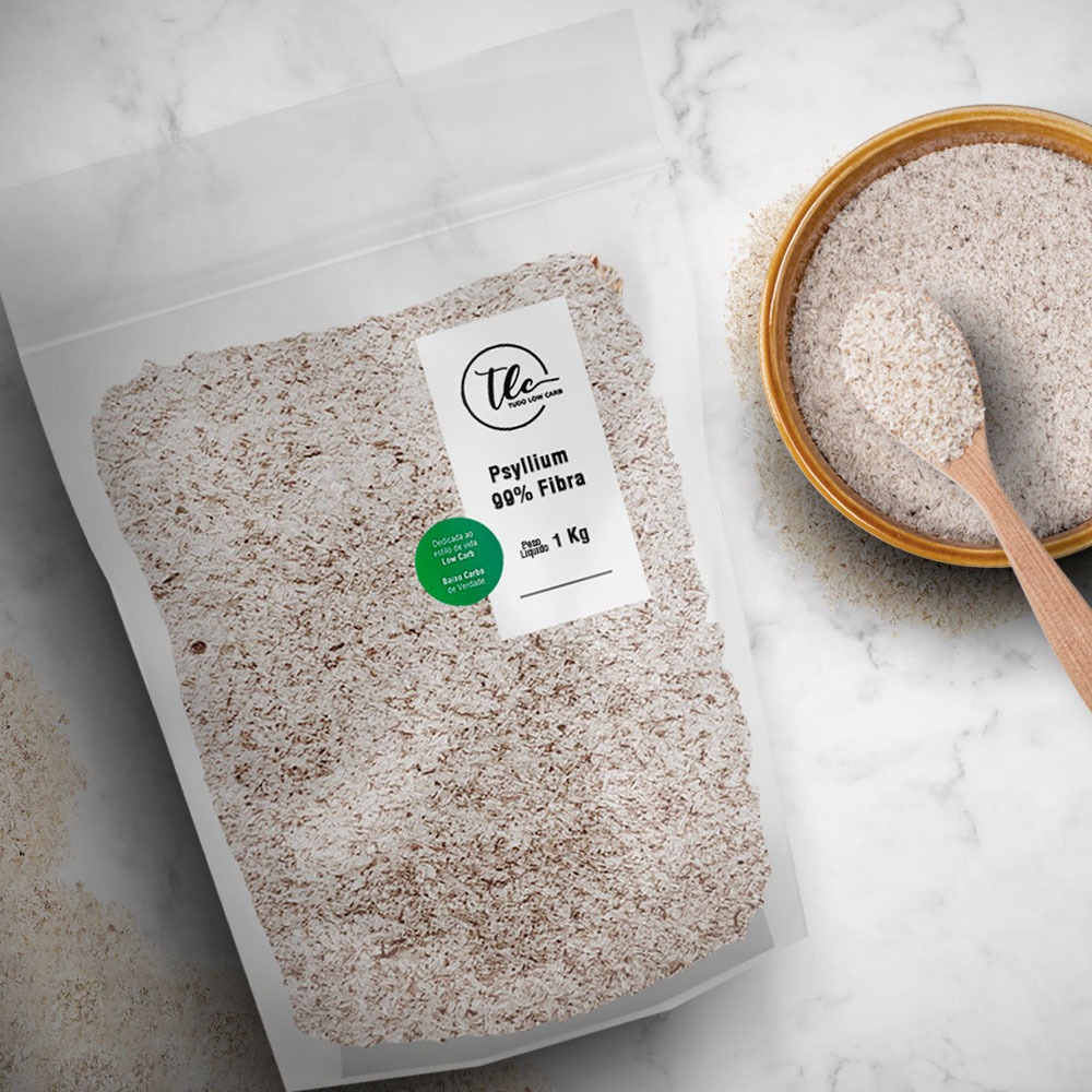 Psyllium Husk 99% Pureza Fibra Alimentar Natural Sem Glúten E Low Carb - Liga E Estrutura