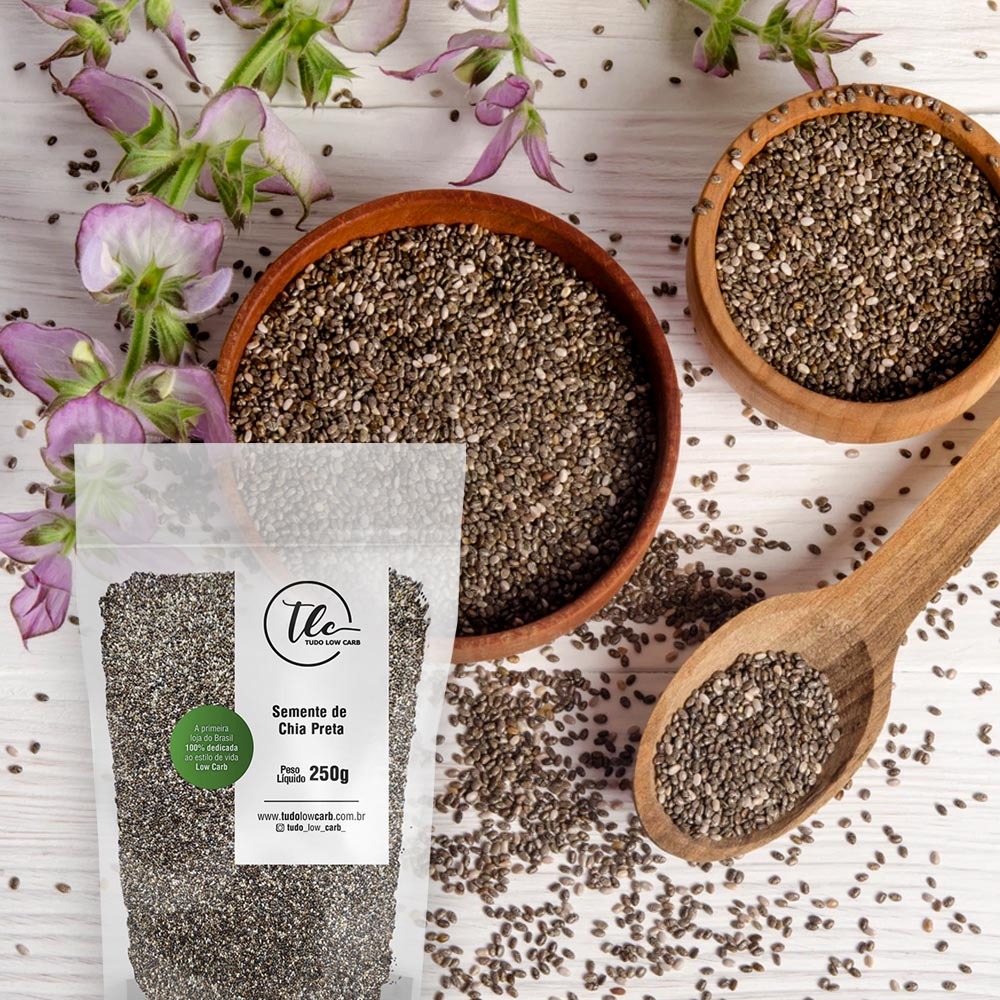 Semente De Chia Preta Premium Pura Natural Low Carb