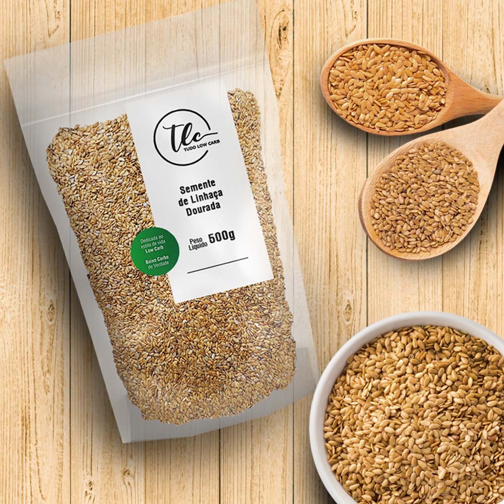 Linhaça Dourada Em Grão 100% Natural Rica Em Ômega 3 E Fibras Sem Glúten