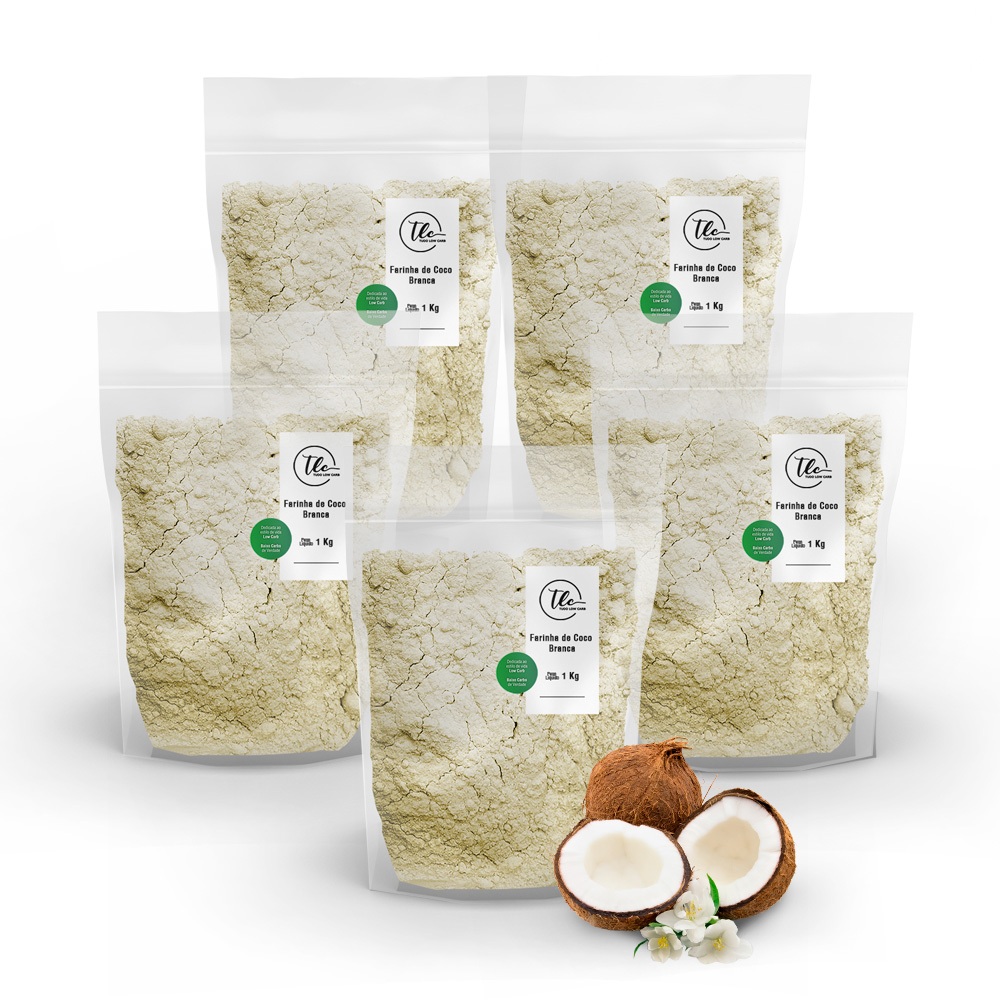 Farinha de Coco Branca Sem Casca 100% Pura Sem Glúten 1 Kg ~ 5 Kg TLC Tudo Low Carb