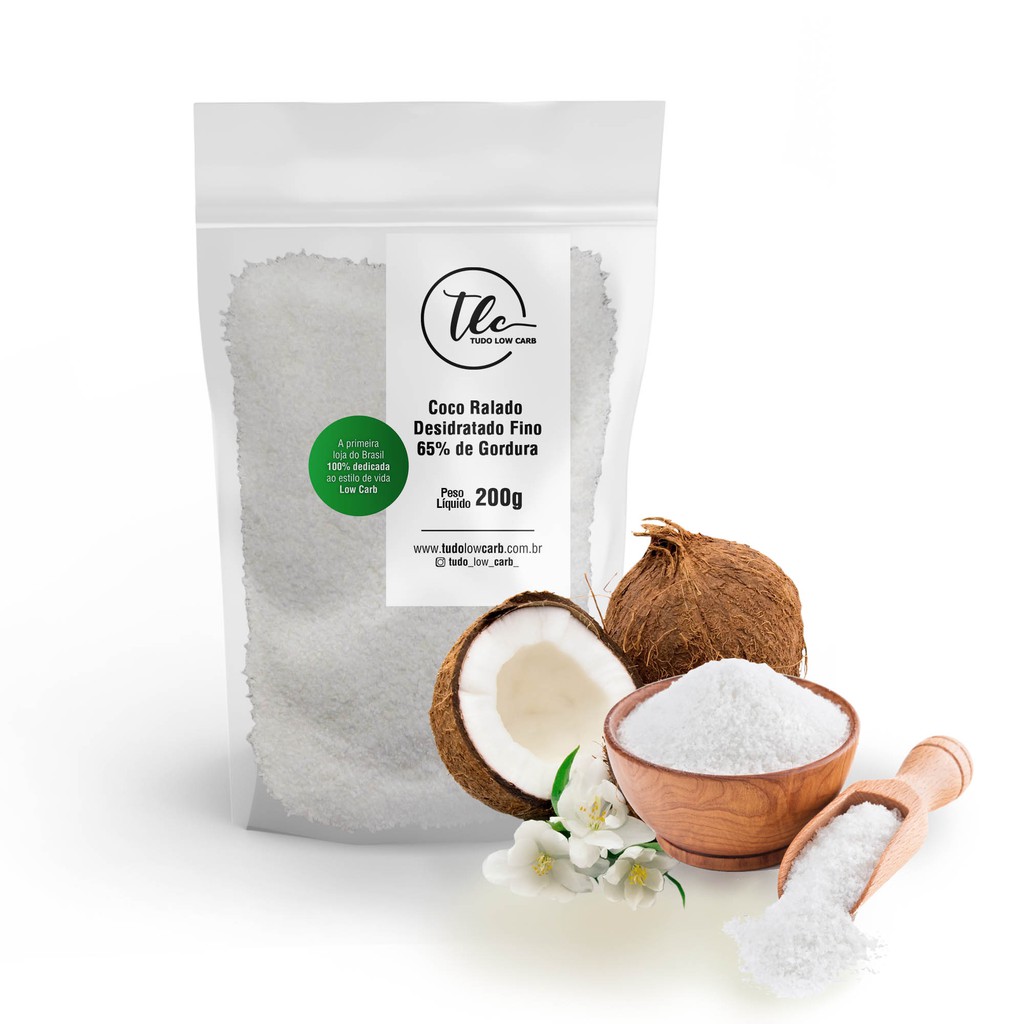 Coco Ralado Fino Sem Açúcar Sem Leite Desidratado Low Carb