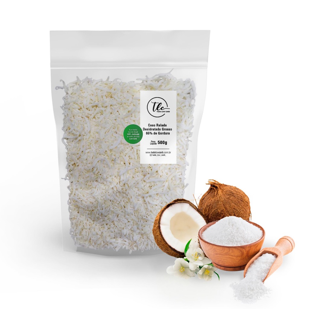 Coco Ralado Flocos Grossos Sem Açúcar Sem Leite Desidratado Low Carb