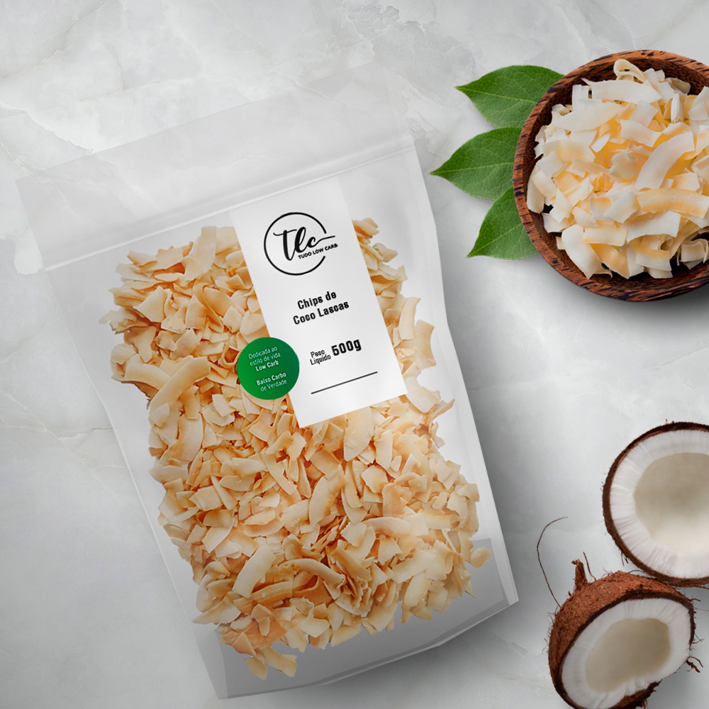 Chips De Coco Sem Açúcar Natural Lascas - Snack Low Carb E Vegano