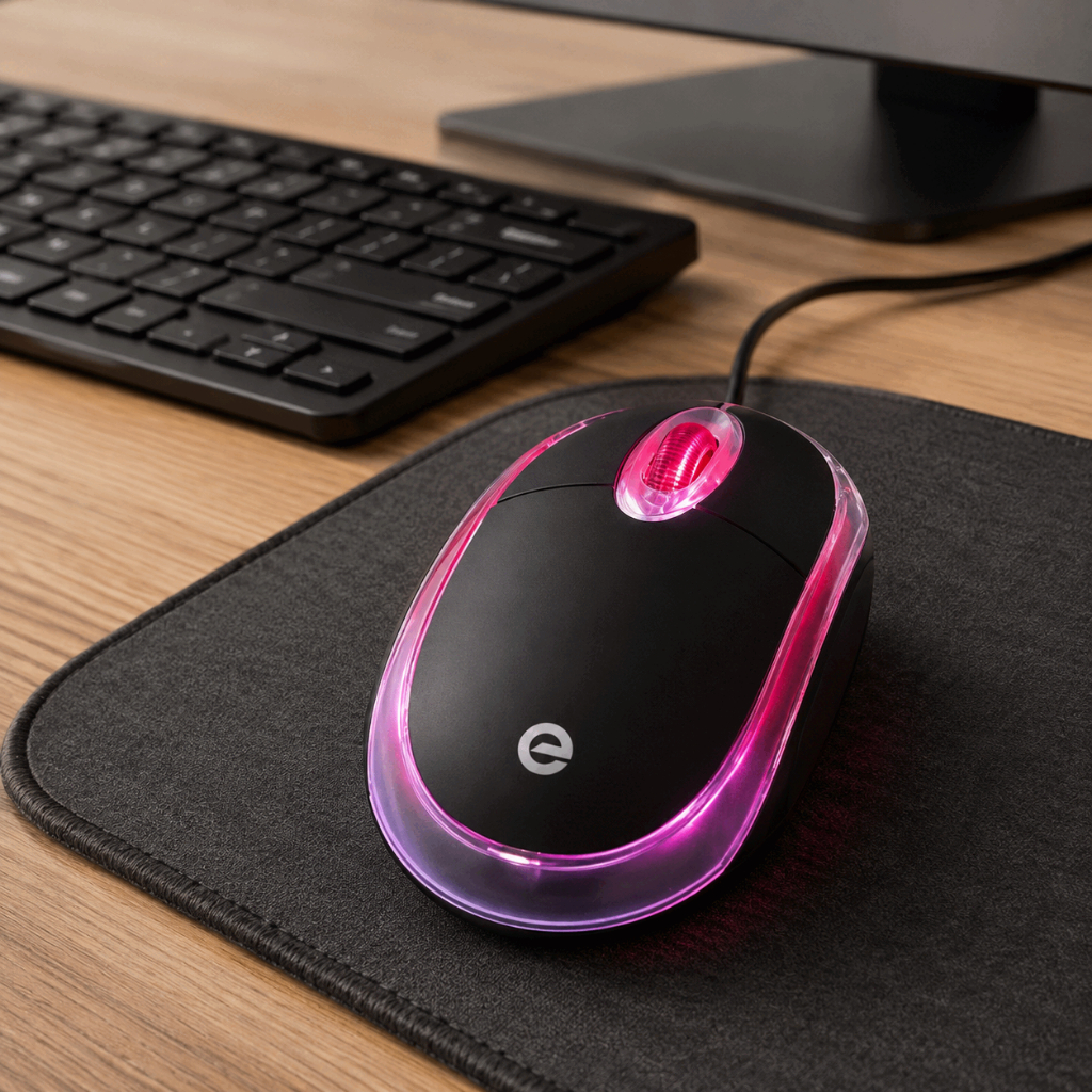 Mouse Óptico Com Fio Exbom Ms-9 1000 Dpi Ergonomico Preto Usb