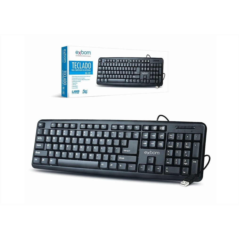 TECLADO USB STANDARD PRETO PADRAO ABNT2 EXBOM - BK-102