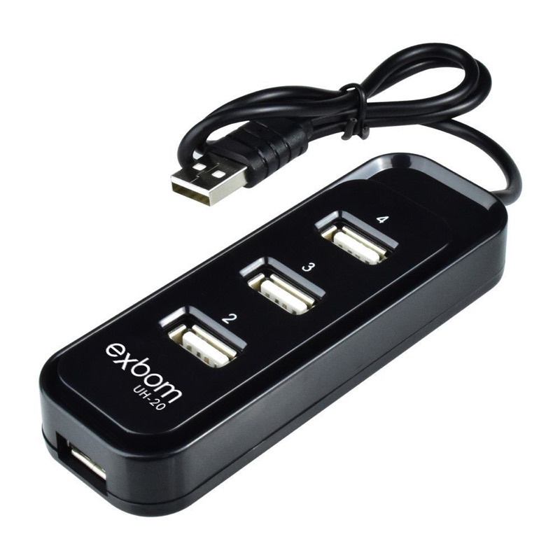 Hub Usb 2.0 4 Portas 480Mbps Uh-20 Preto Exbom Extensor High Speed