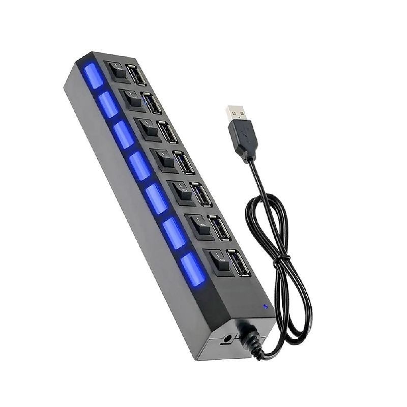 Hub Exbom Usb 2.0 7 Portas Com Led 5Gb/S Uh-2S7 Preto