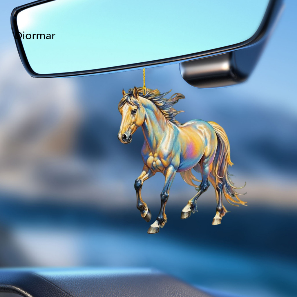 Thoughtful Equestrian Gift Horse Christmas Decoration Cute Pony Car Rearview Mirror Charm Keychain 2d Flat Acrylic Desig