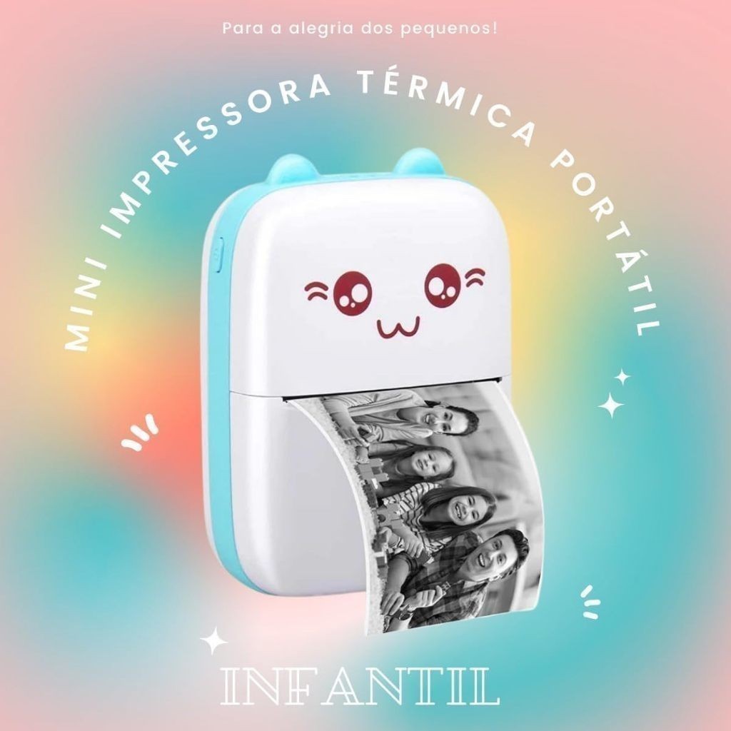 Mini Bolsa Portátil Impressora Térmica Impressão Sem Fio Fotos Notas Bluetooth Para Android Ios