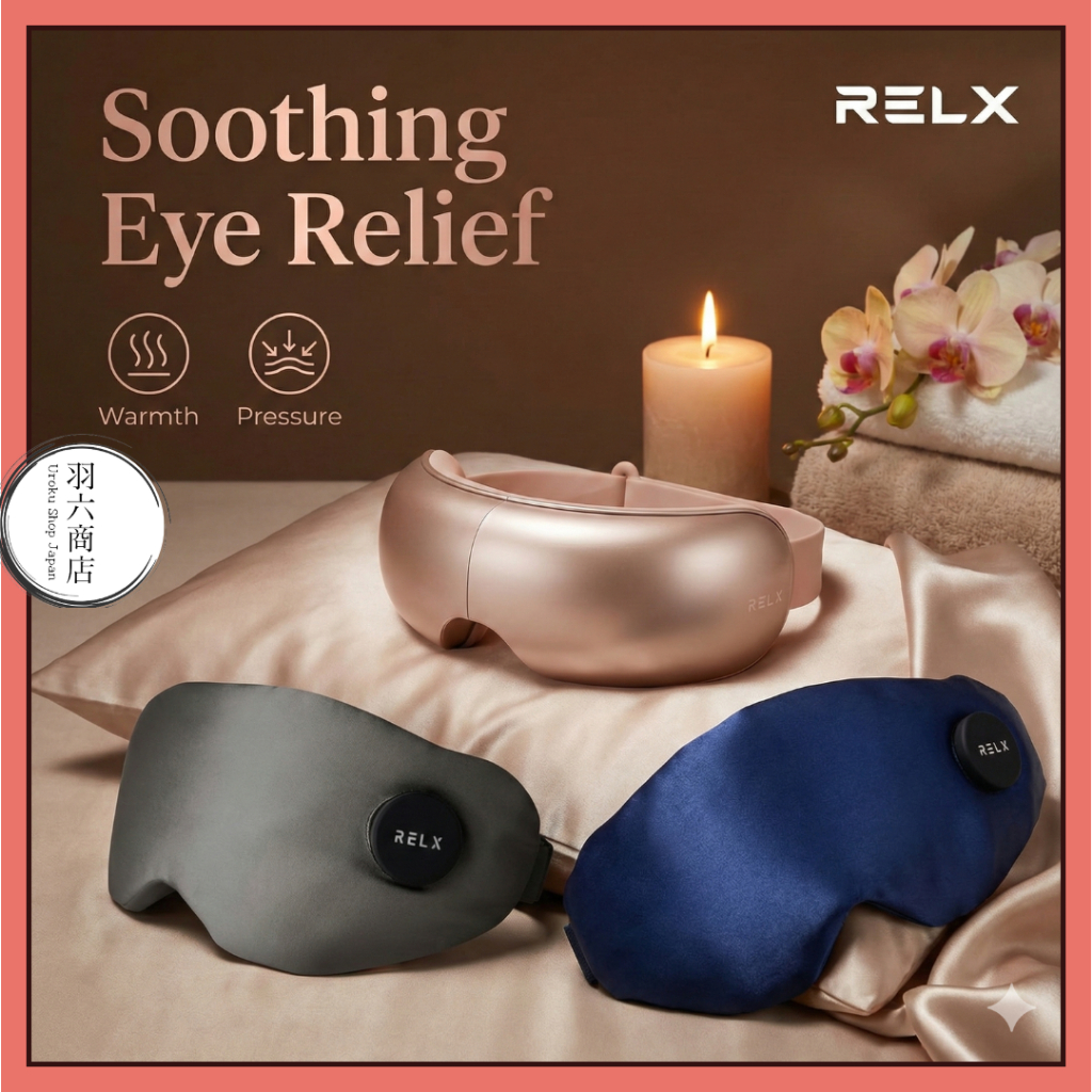 RELX Japanese Designed Hot Eye Massager & Warmer - Rechargeable Foldable Bluetooth Eye Spa for Digital Eye Strain Relief | Silk Sleep Mask with Heat Therapy, Air Pressure & Vibration for Deep Relaxation & Refreshed Eyes